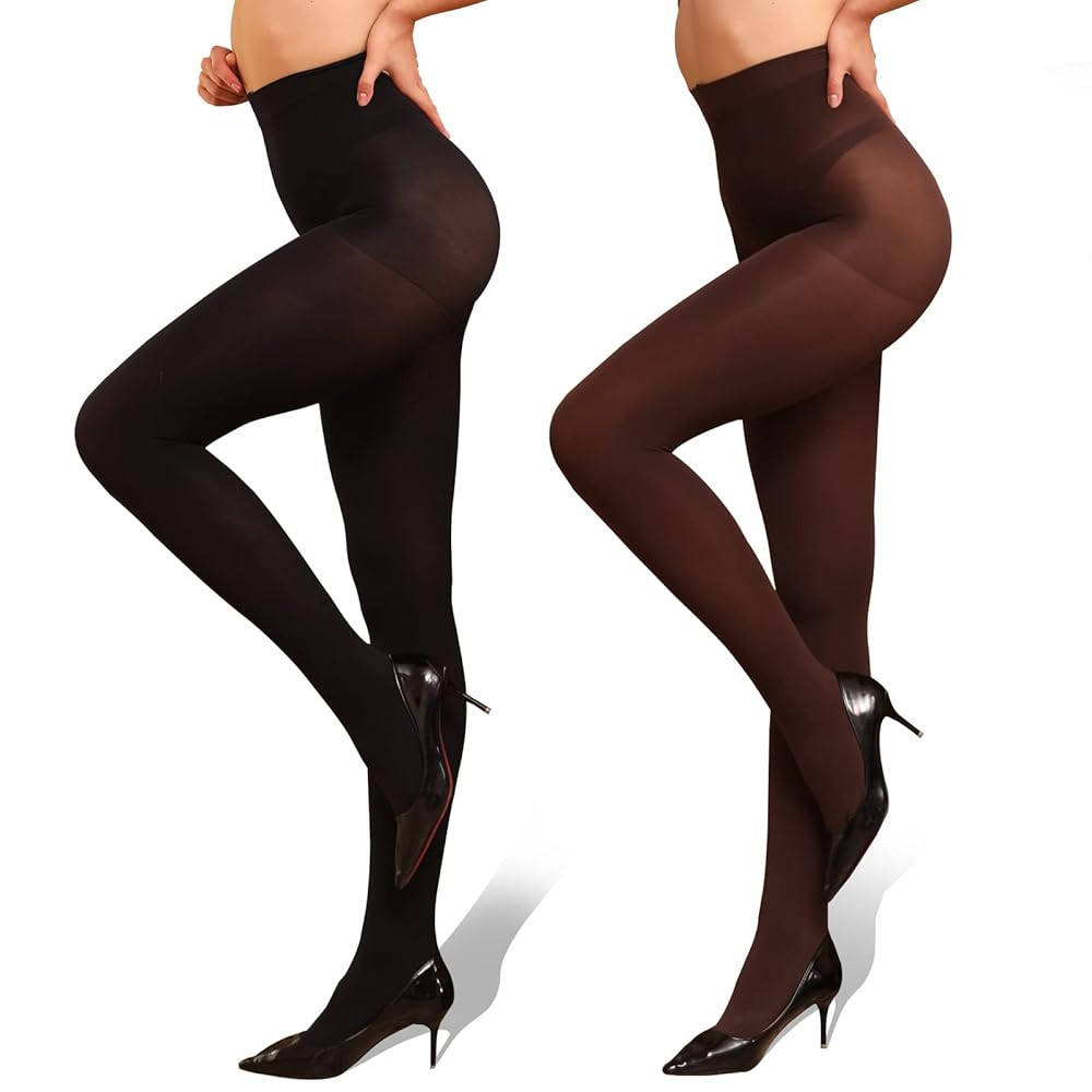 WAKUNA 40D/80D Pantyhose Opaque Tights 2 Pairs Resistant Control Top | Amazon (US)