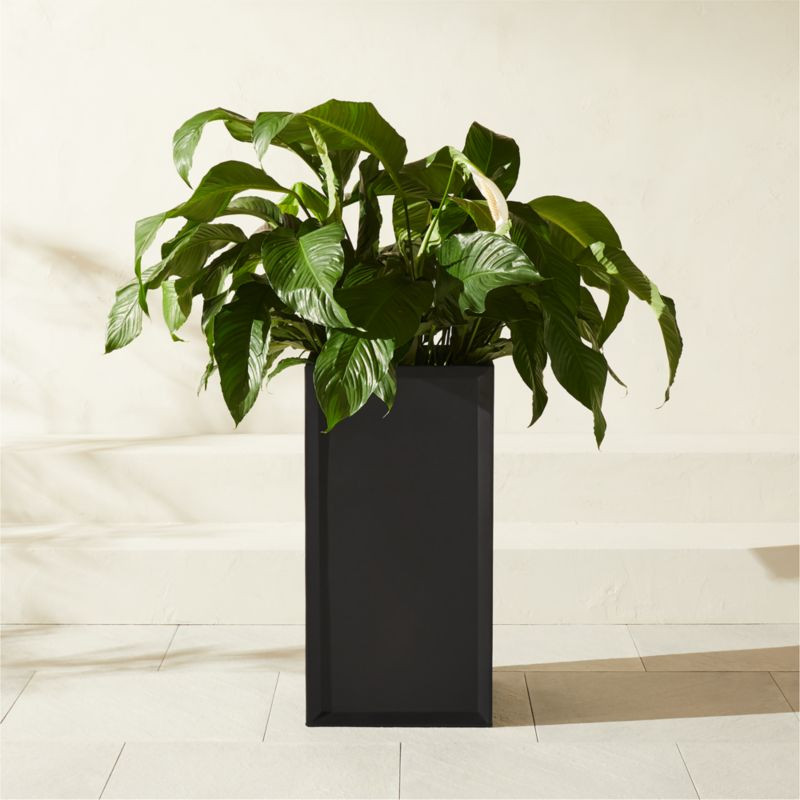 Varo Square Black Metal Indoor/Outdoor Planter 16.25"x32" + Reviews | CB2 | CB2