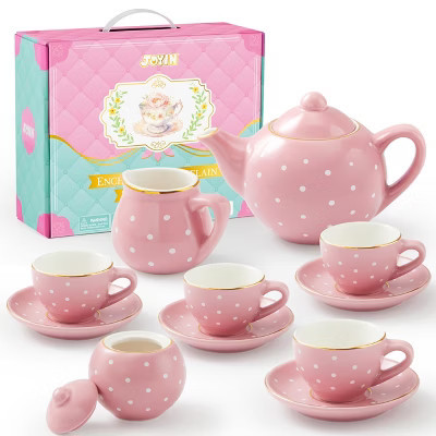 Joyfy Porcelain Tea Set for Girls, 12PCS Pink Childs Tea Party Set, Pretend Play Toys for Toddlers Kids Christmas Birthday Gifts Ages 3 4 5 6 | Target