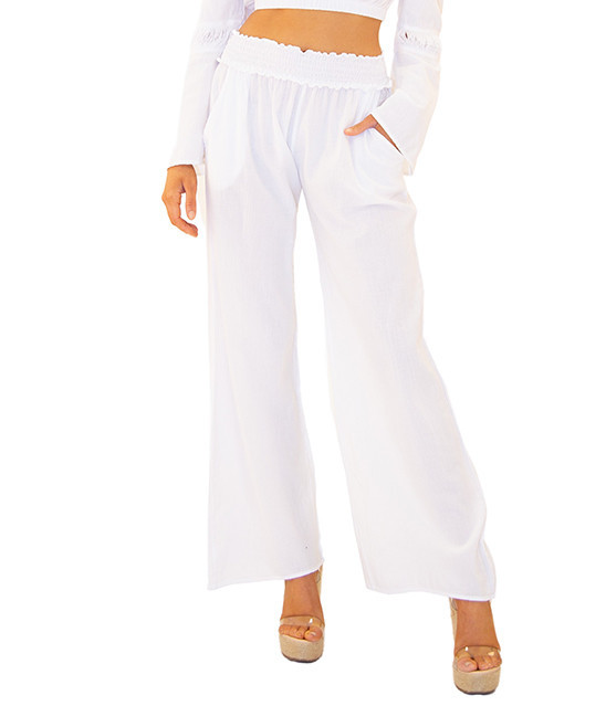 Seaspice Women's Casual Pants WHITE - White Palazzo Pants - Women, Women's Short & Plus | Zulily