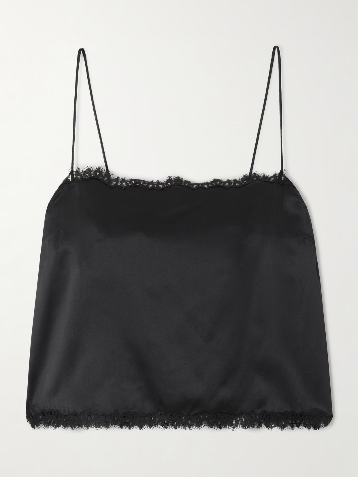 DÔEN - Loure Lace-trimmed Silk-satin Top - Black | NET-A-PORTER (US)
