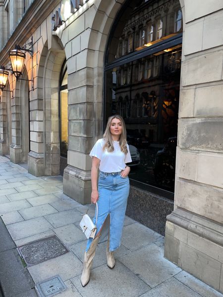 Transitional Outfits

- Relaxed White T-Shirt
- Denim Midi Skirt
- Suede Knee High Cowboy Boots
- Coach Tabby Bag

#LTKstyletip #LTKeurope #LTKfindsunder50
