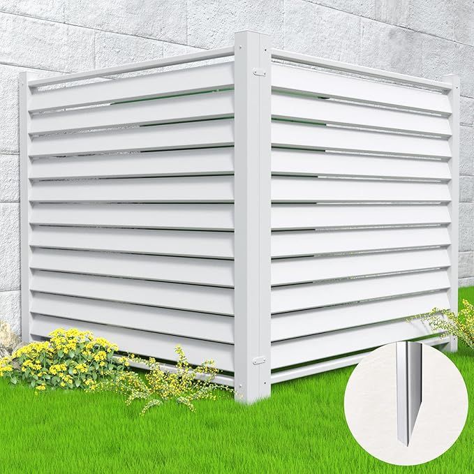 48"W X 48"H Air Conditioner Fence Louvered Vinyl Privacy Fence Panel Pool Equipment Enclosure Out... | Amazon (US)