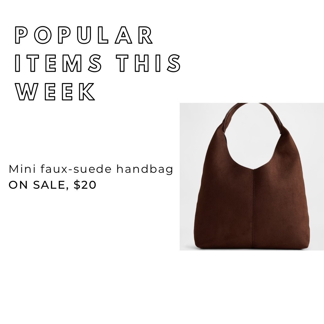 Handbag - mini faux-suede bag, 50% off, $19.99 
#slouchybag #under20 #budgetfriendly #gap #salefinds 

#LTKSeasonal #LTKSaleAlert #LTKOver40 #LTKU