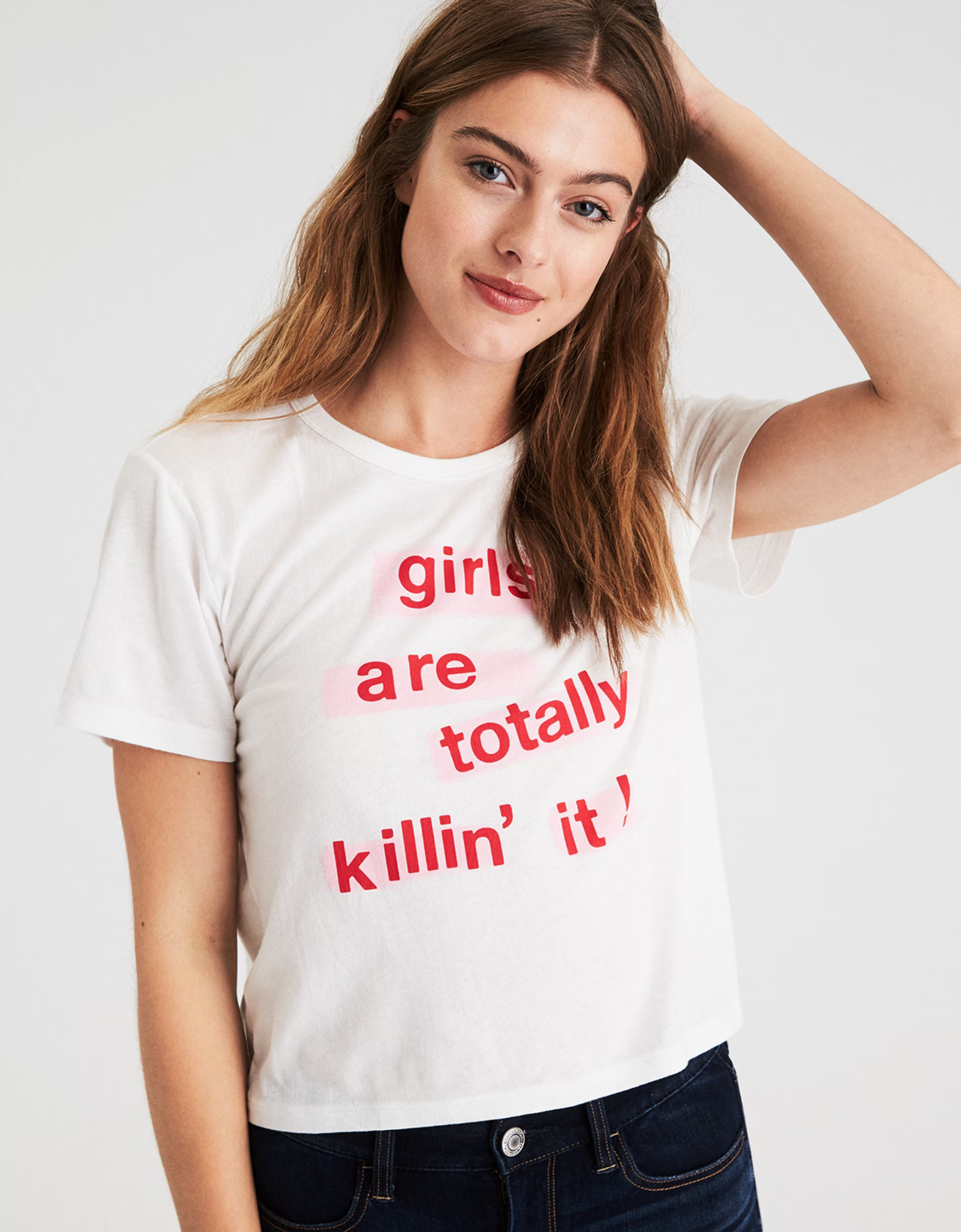 AE GIRL POWER GRAPHIC TEE, White | American Eagle Outfitters (US & CA)