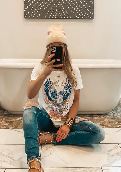 PREORDER Long Live Rock N Roll Eagle Guitar Distressed Tee | Gunny Sack and Co