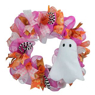 24" Mesh & Ribbon Wreath with Ghost by Ashland® | Michaels Stores