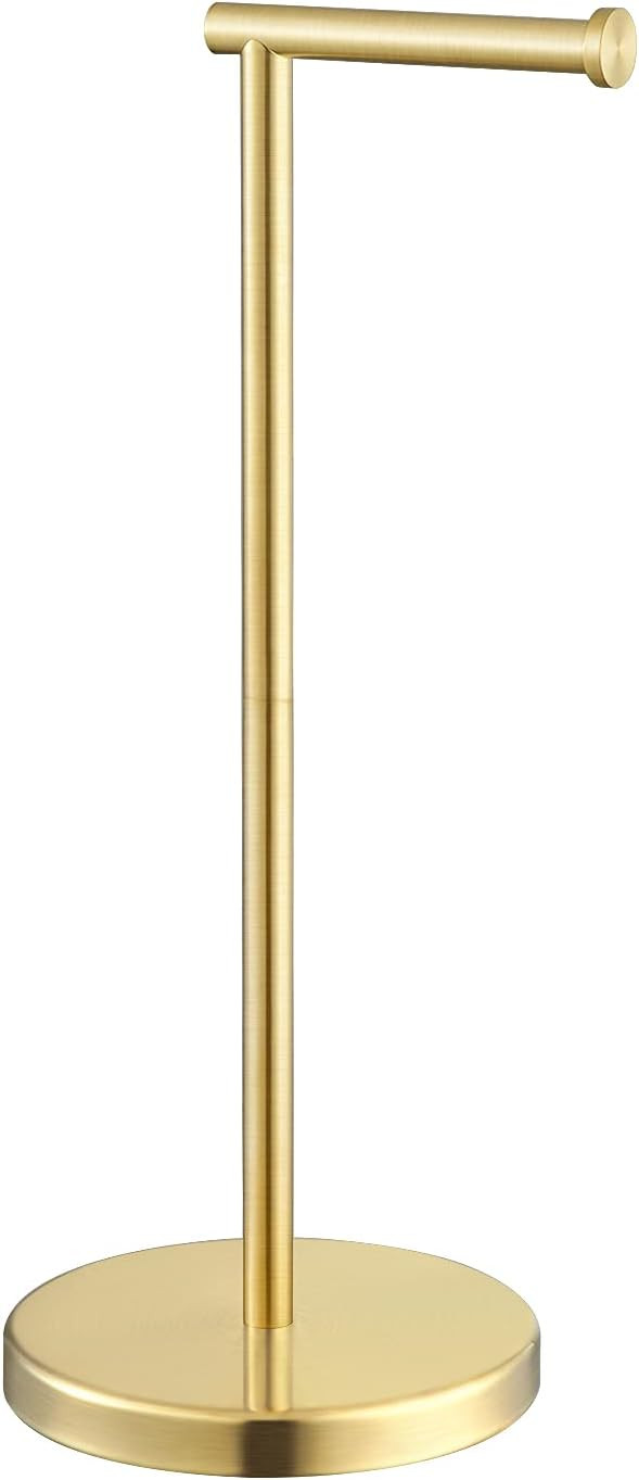 KES Gold Toilet Paper Holder Free Standing SUS 304 Stainless Steel Rustproof Pedestal Lavatory Ti... | Amazon (US)