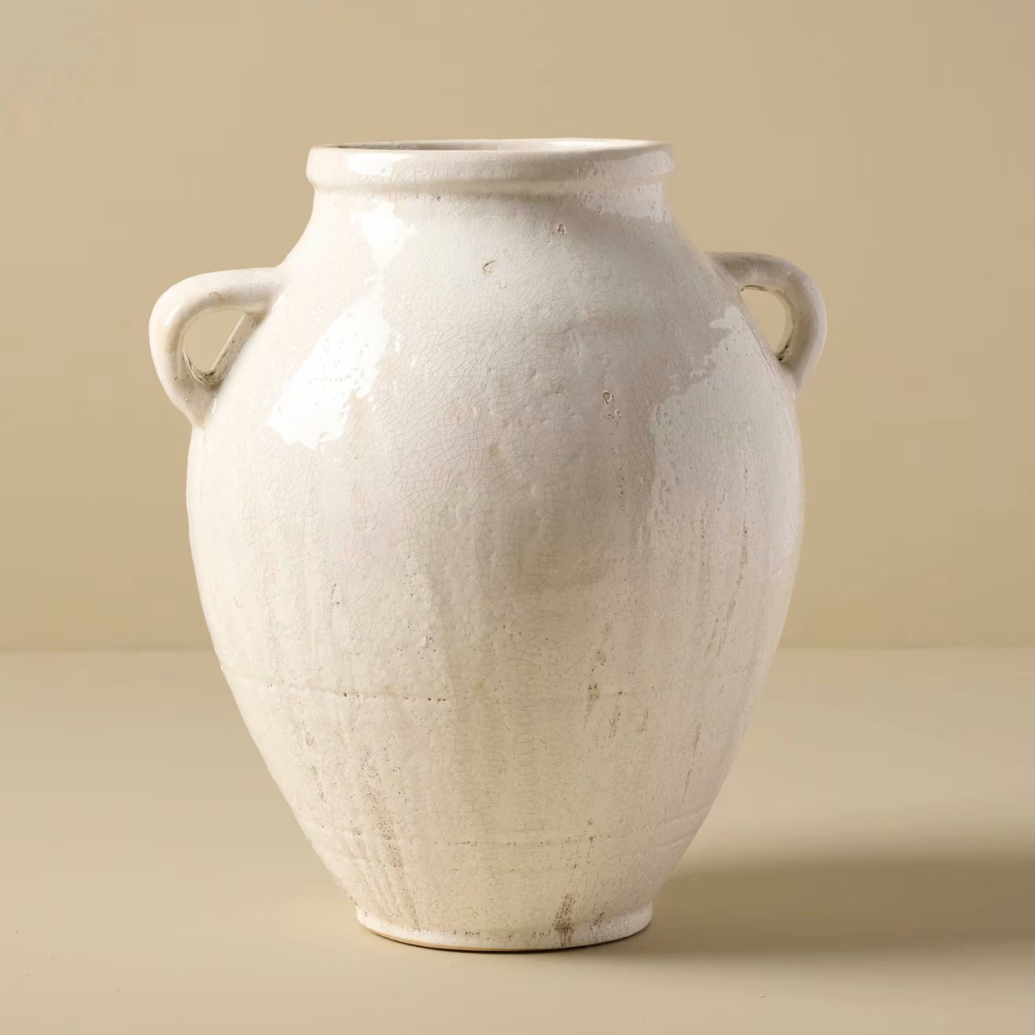 Oversized Distressed White Crackle Vase | Magnolia