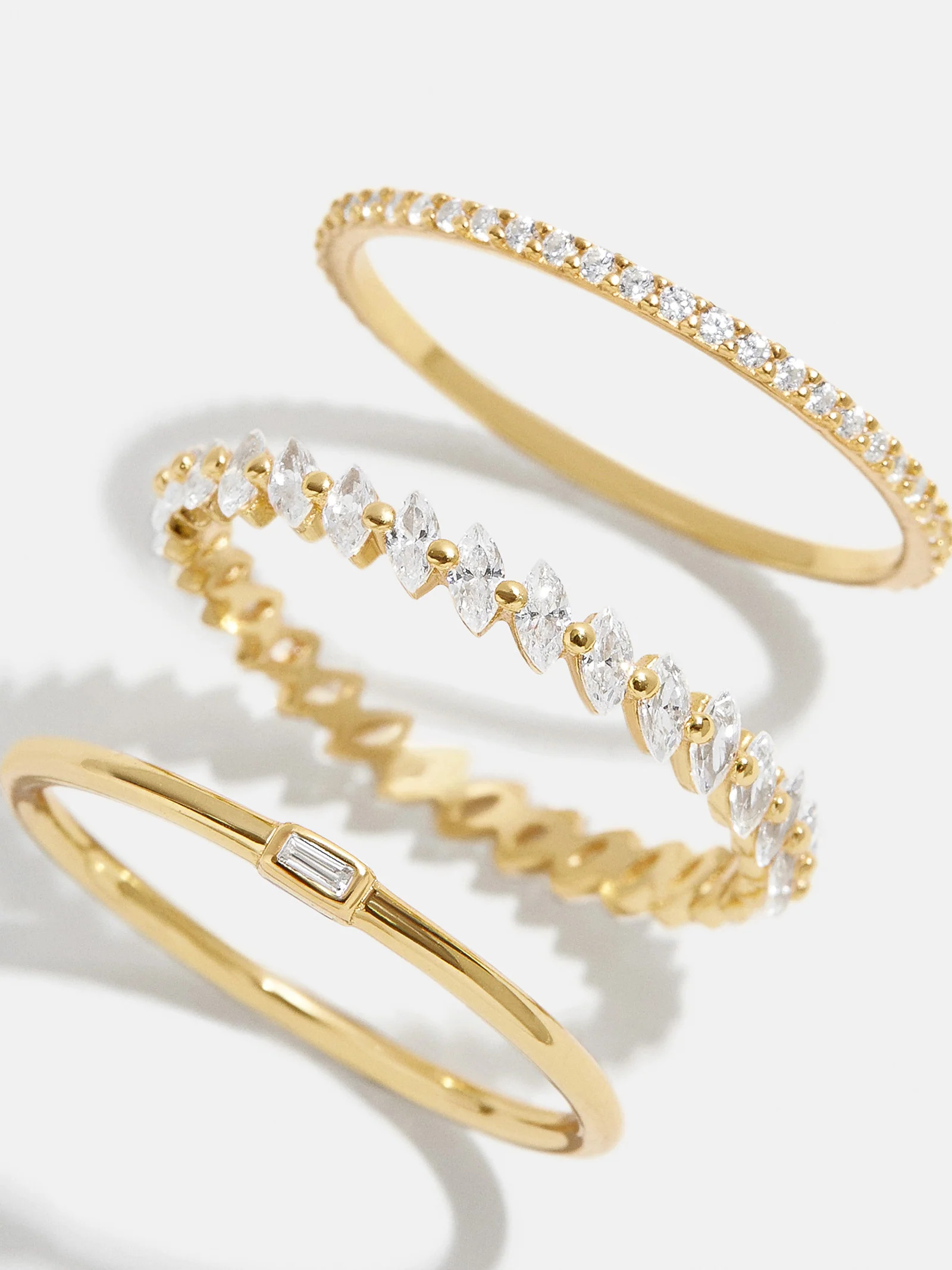 Molly 18K Gold Ring Set - Gold/Pavé | BaubleBar