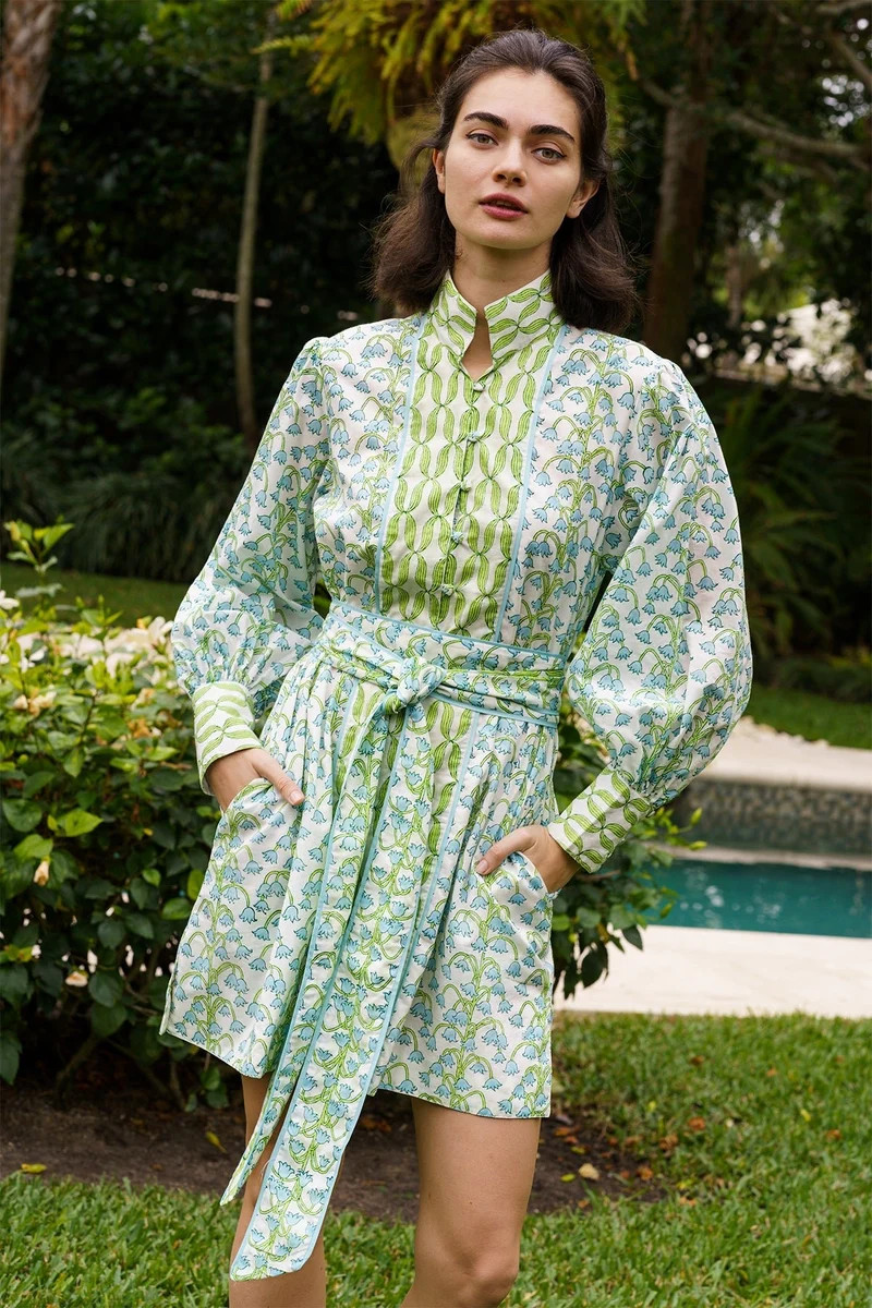 Palm Beach Shift Short | Lake/Celery Lily of the Valley | SUE SARTOR