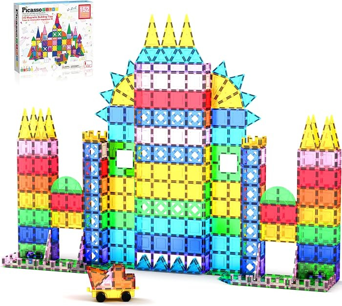 PicassoTiles 152PC Magnetic Tiles Building Block Toy Building Block Magnets Construction Sensory ... | Amazon (CA)