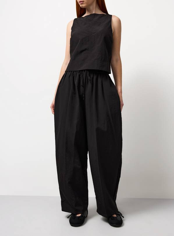 Black Balloon Leg Techno Co-ord Trousers 12 | Tu Clothing