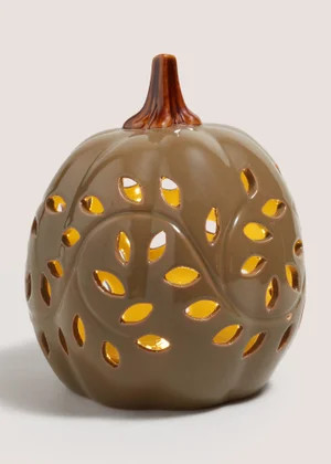 Green LED Cut Out Pumpkin Ornament (12cmx15cmx4.7cm) | Matalan (UK)