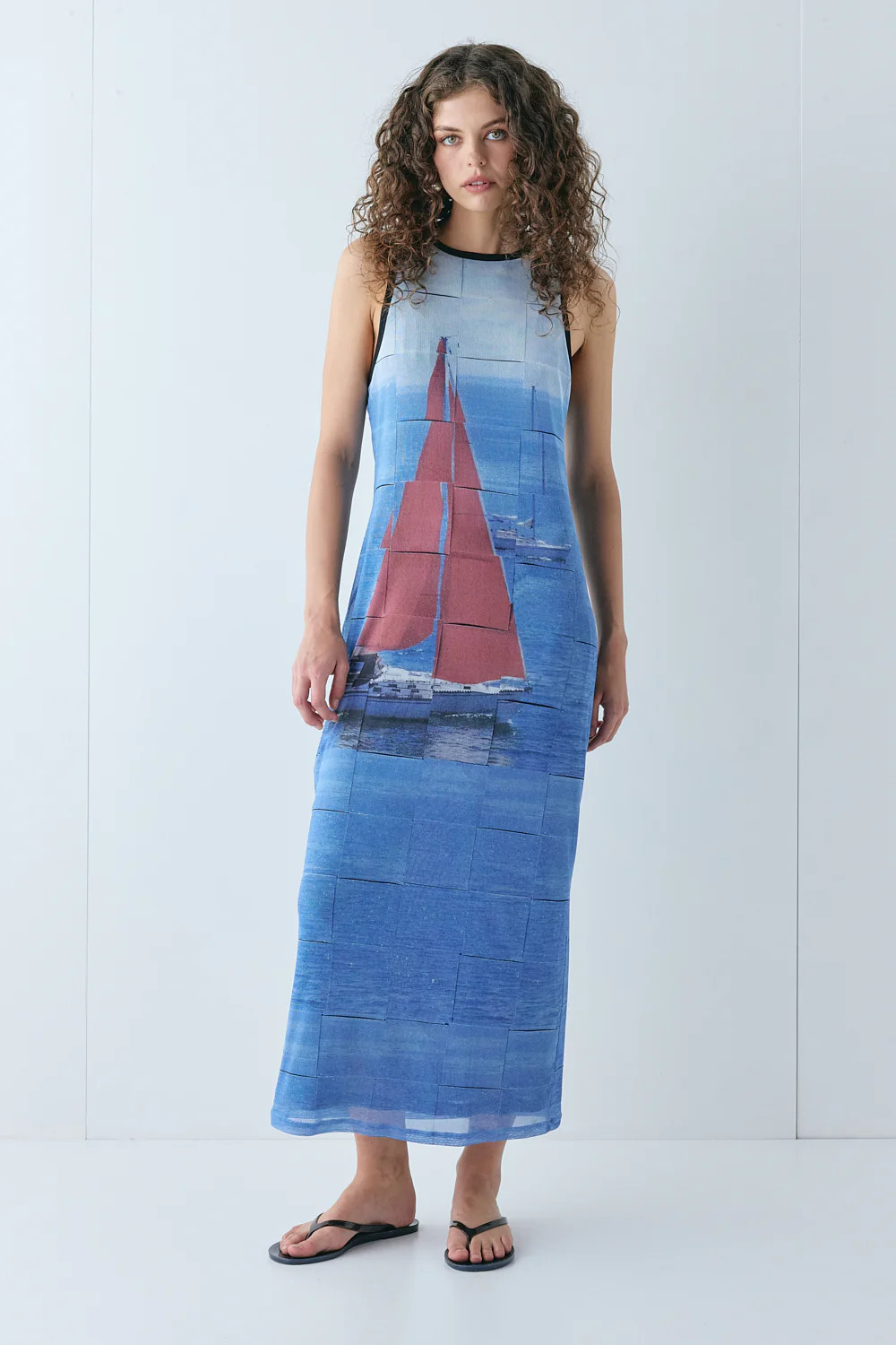 Harriet Mesh Midi Dress Sail | VRG Grl