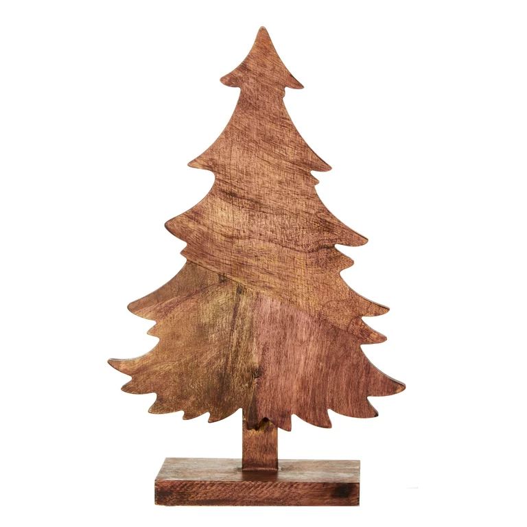 Holiday Time Mango Wood Tree Tabletop Decoration, 18" | Walmart (US)
