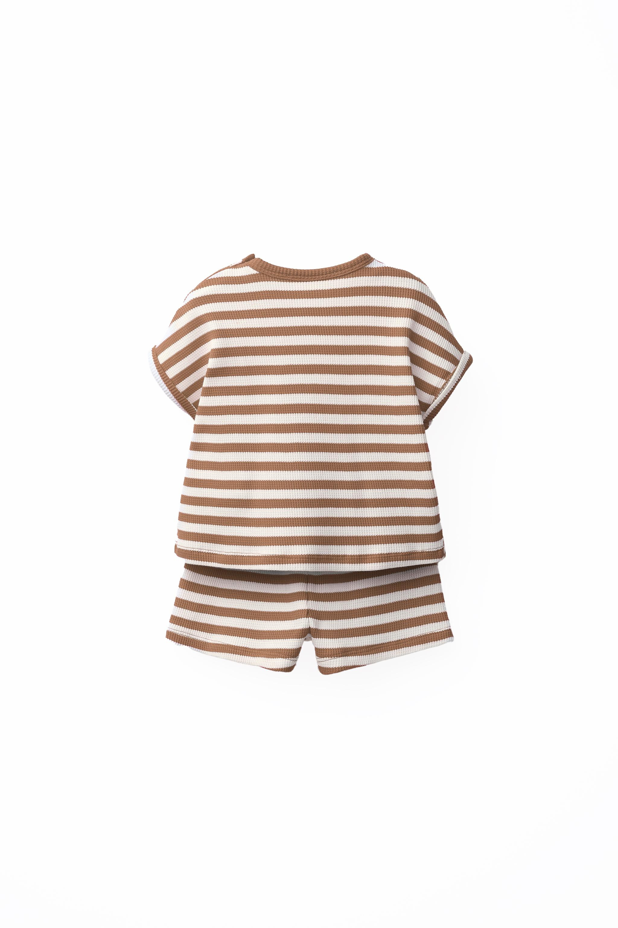 STRIPED WAFFLE SHIRT AND BERMUDA SET | Zara US