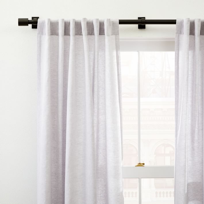 Oversized Adjustable Curtain Rod w/ Cylinder Finials - Dark Bronze | West Elm (US)