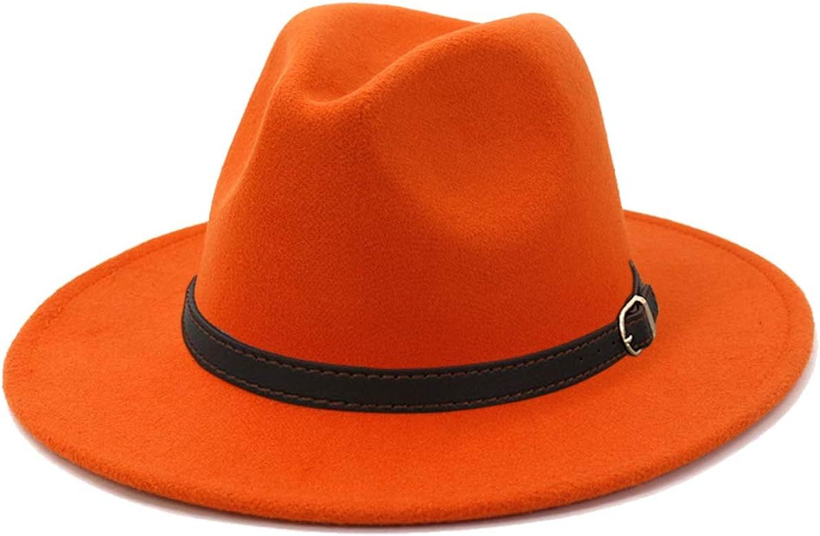 Men & Women Fedora Hat - Belt Buckle Wide Brim Panama Hat | Amazon (US)