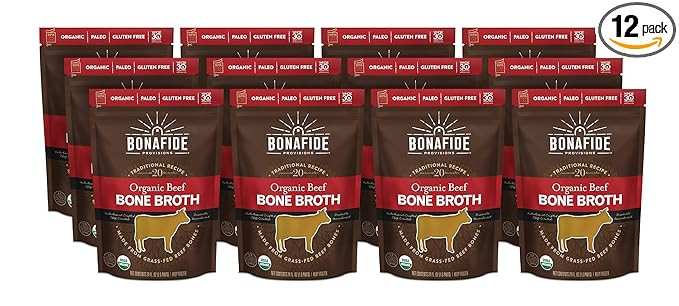 Bonafide Provisions Fresh Organic Beef Bone Broth, Frozen 24 fl oz – Grass-Fed, Gluten-Free, Pa... | Amazon (US)