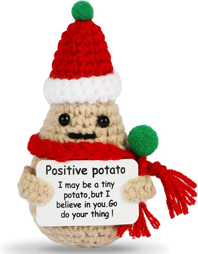 Mini Funny Positive Christmas Potato, 3 inch Knitted Wool Christmas Doll with Positive Card for C... | Amazon (US)
