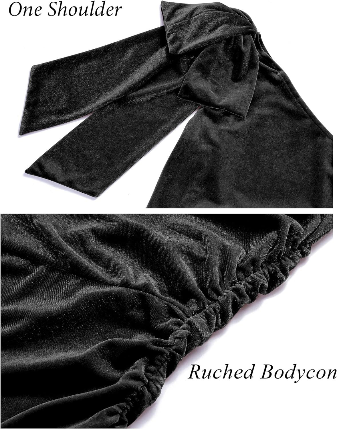 MEROKEETY Women's One Shoulder Velvet Maxi Dress Sleeveless Ruched Bodycon Slit Formal Wedding Gu... | Amazon (US)