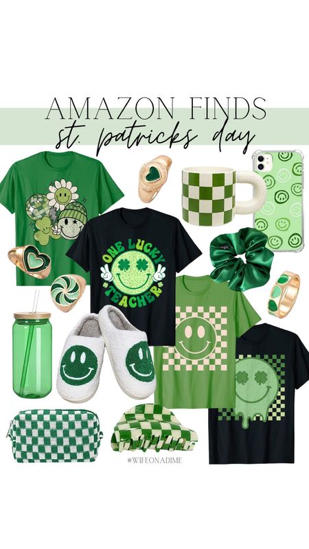 St. Patrick's Day finds from Amazon! ☘️ 

St. Patrick's Day, St. Patty's Day, Green, green finds, green favorites, Amazon, Amazon finds, Amazon favorites, graphic tees, rings, gold rings, green rings, green shirt, green cup, green bag, green pouch, green makeup bag, green slippers, green scrunchie, green mug, green phone case, spring, spring finds, spring favorites, holiday, aesthetic finds, checkered pattern, glass cup, glass straw, outfit inspiration, St. Patty's Day outfit, St. Patrick's Day outfit, teacher, teacher finds, teacher favorites, in my cart, favorite finds

#LTKSeasonal #LTKFind