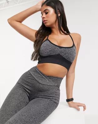 PrettyLittleThing gym co-ord seamless sports crop top in black | ASOS UK