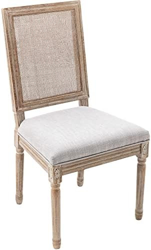 Chairus Farmhouse Dining Chairs Set of 4, Rectangle Rattan Back French Country Dining Room Chairs Vi | Amazon (US)