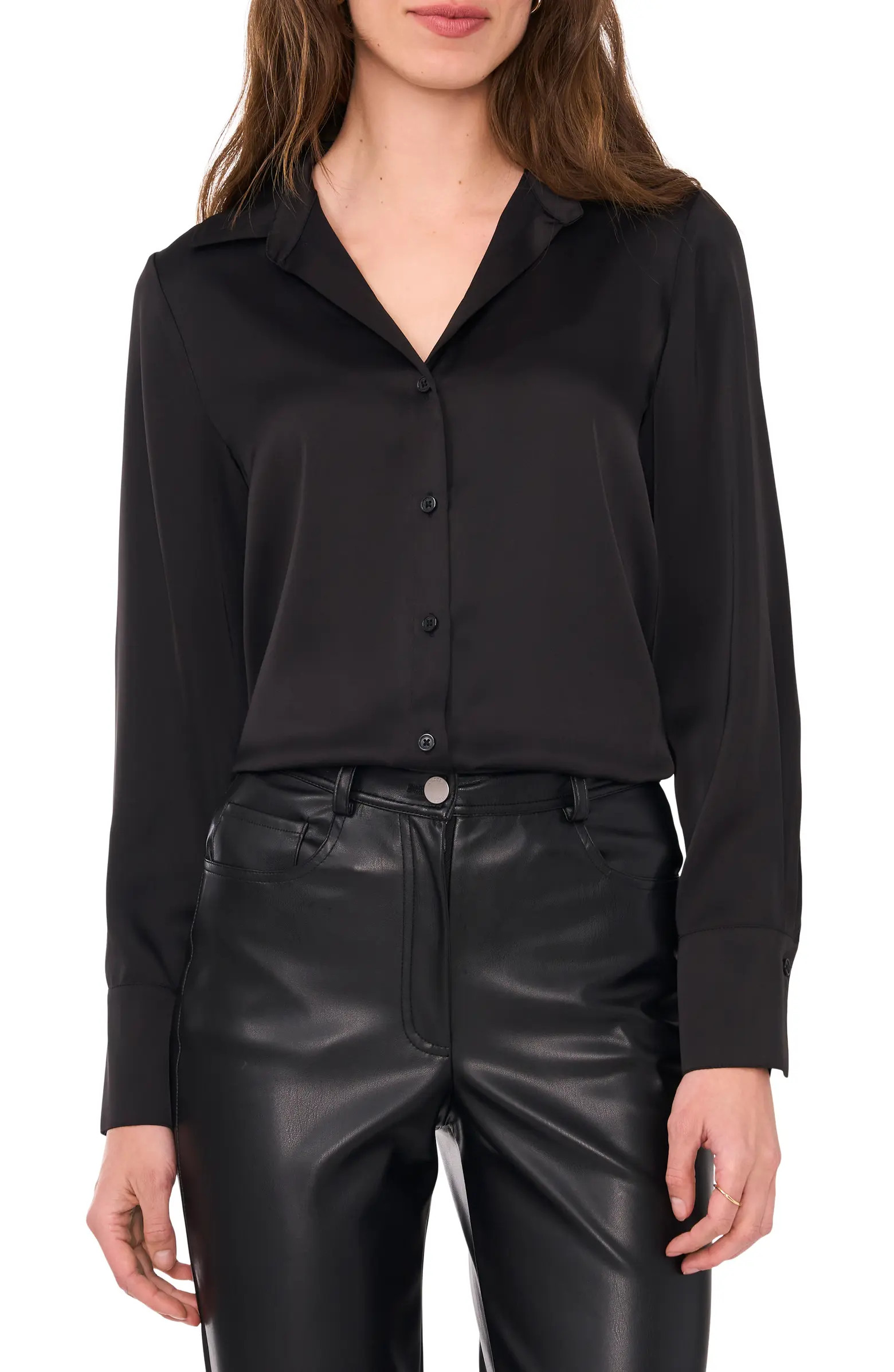 Halogen® Long Sleeve Satin Button-Up Shirt | Nordstrom | Nordstrom