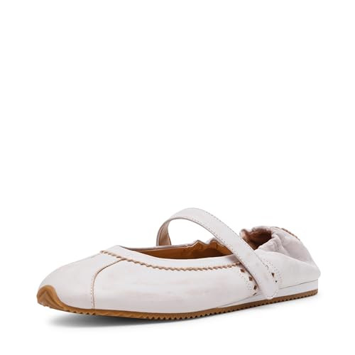 Steve Madden Women's Anaya Ballet Flat, White Distressed, 8 | Amazon (US)