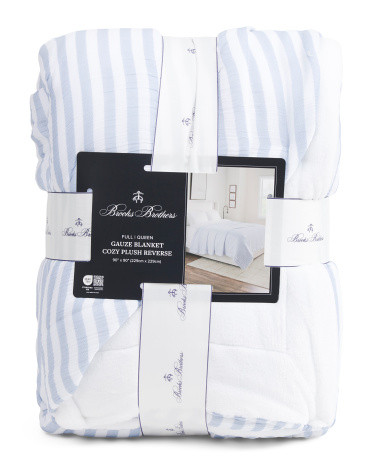 Reversible Cozy Plush Striped Blanket | Polyester | Marshalls