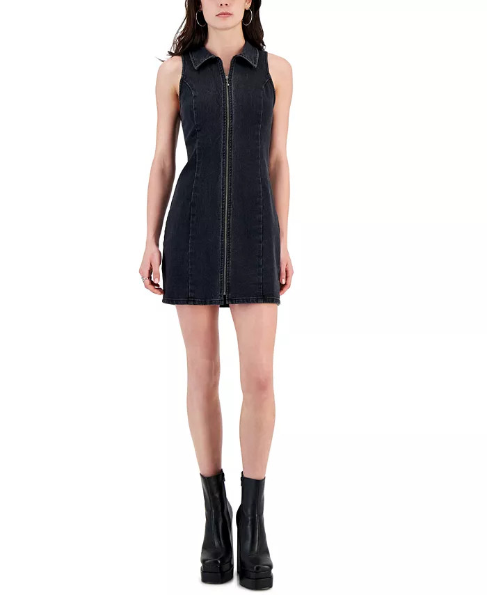 Tinseltown Juniors' Zipper-Front Sleeveless Racer Dress - Macy's | Macys (US)