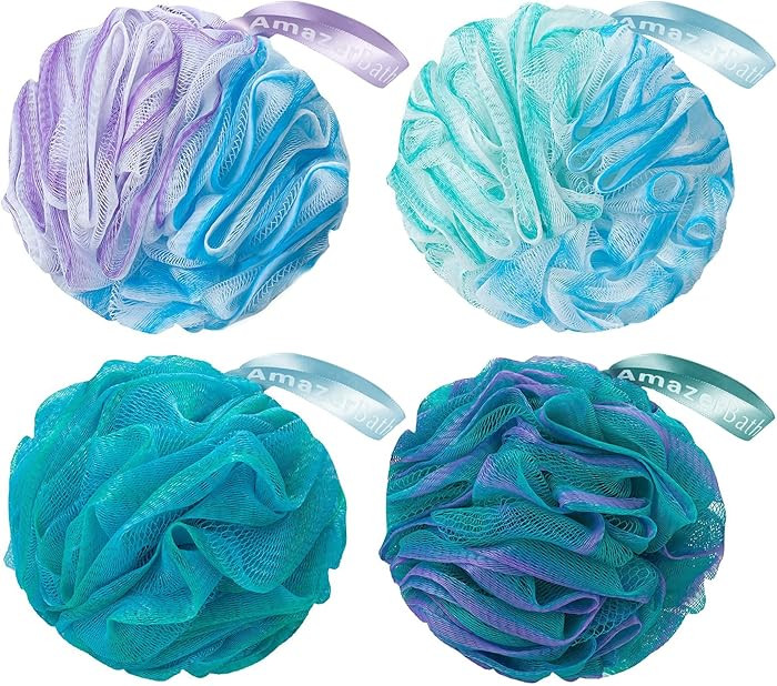 AmazerBath Loofah Sponge 60g/Piece, Exfoliating Bath Sponge Body Scrubber - Loofa Set of 4 Flower... | Amazon (US)