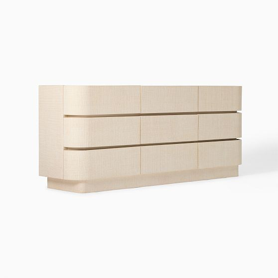 Solstice 76"" Raffia 9 Drawer Dresser, Whitewash | West Elm (US)