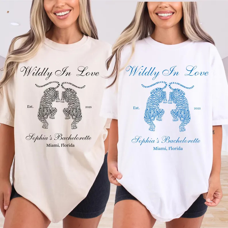Wildly in Love Animal Customized Tee Shirt, Miami Bridal Shower, Bachelorette, Leopard and Cheeta... | Etsy (US)