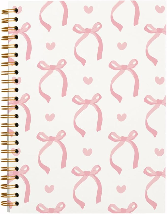 QUICQOD Coquette Pink Bow Notebook Journals,Preppy Girly Style Spiral Notebook for Teen Girls Wom... | Amazon (US)