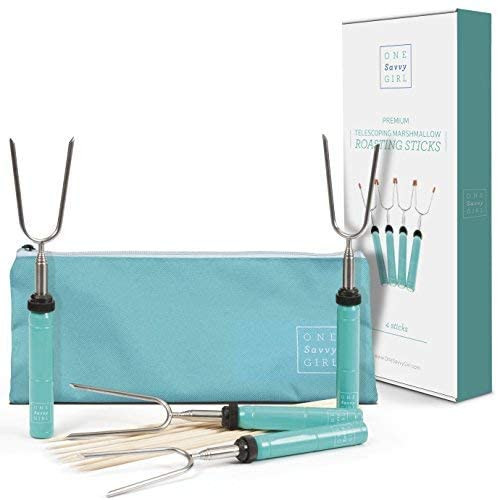 Marshmallow Roasting Sticks - Set of 4 Telescoping Smores Skewers and Hot Dog Forks - Perfect for... | Walmart (US)