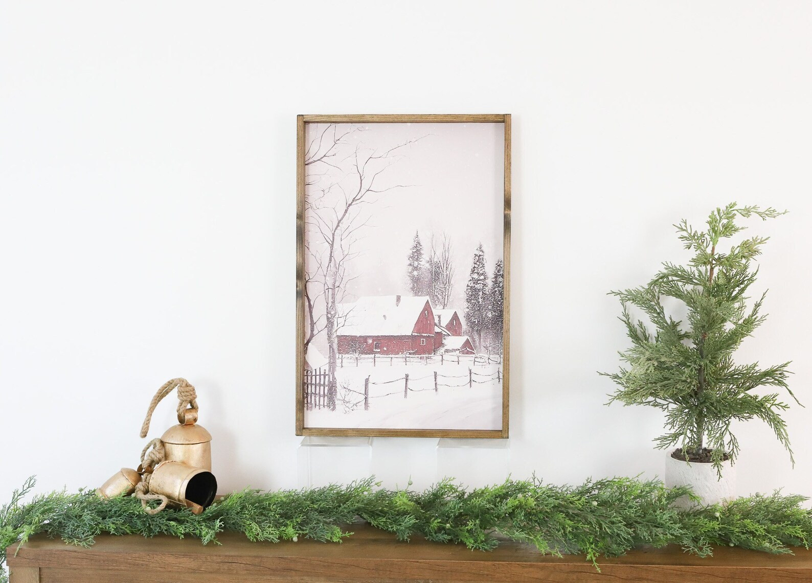 Winter Barn Wall Art Farmhouse Christmas Art Farm - Etsy | Etsy (US)