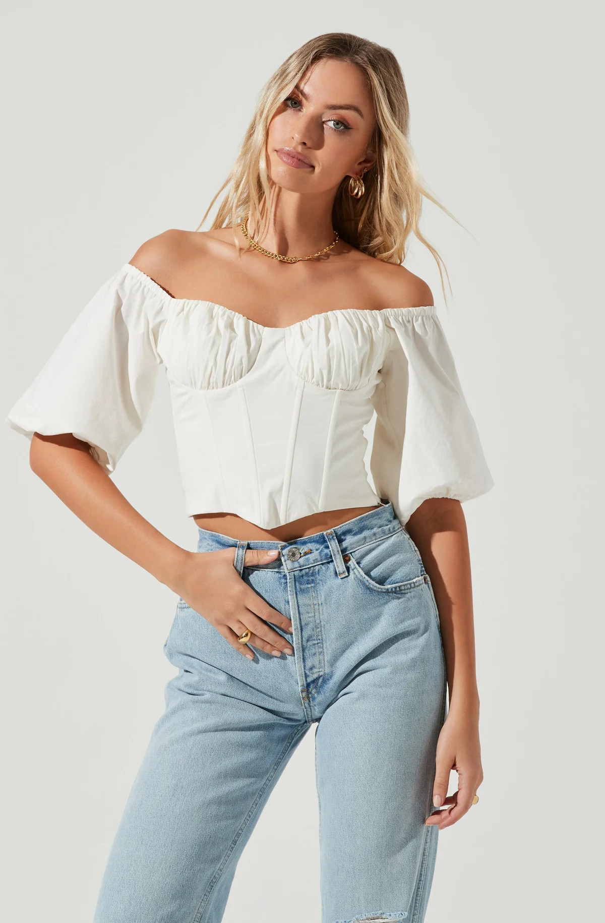 Brixton Off Shoulder Corset Half Sleeve Top | ASTR The Label (US)