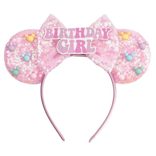 zhezesmila Mouse Ears for Women Birthday Girl Headband Sequin Ears Hair Accessories for Birthday Decorations Park Trips | Amazon (US)