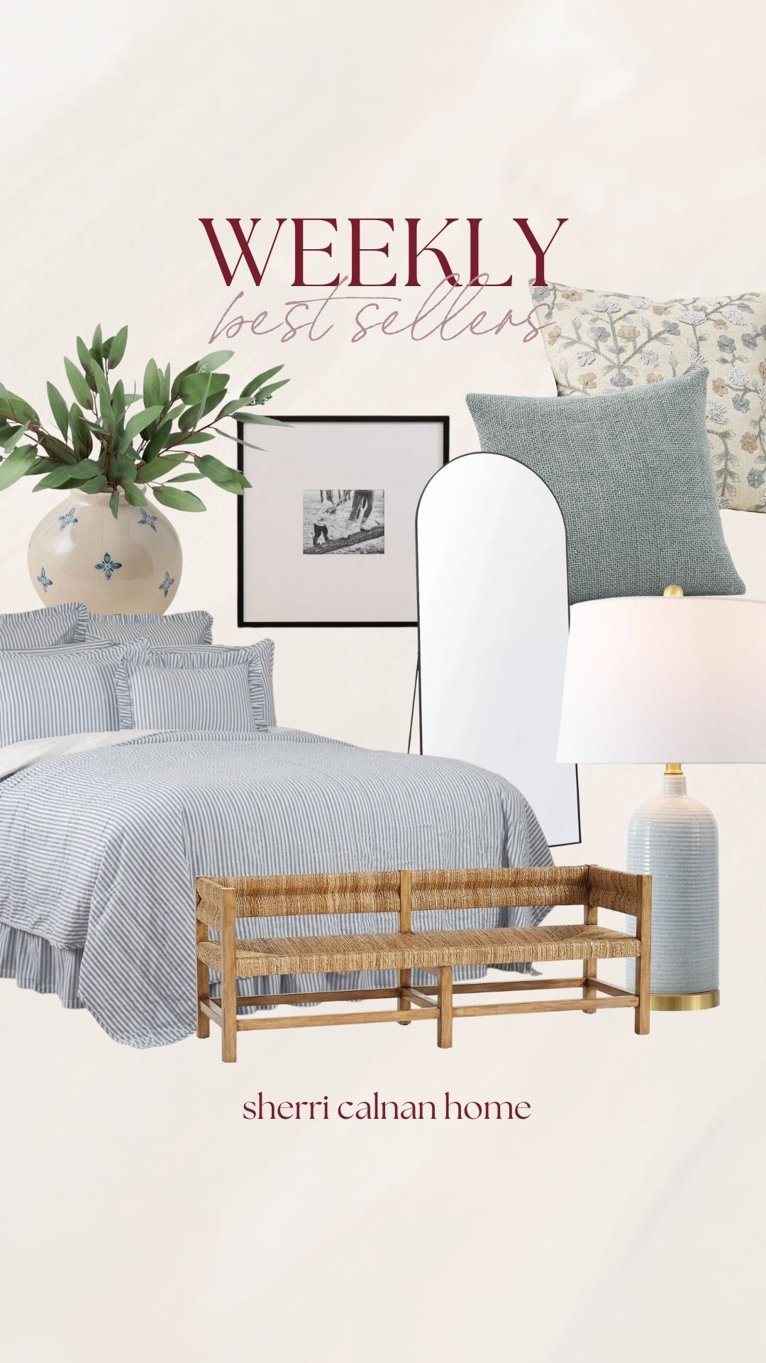 Weekly best sellers for a calm and layered bedroom. Soft blue tones, cozy bedding, and classic accents for a serene and timeless retreat. Neutral bedroom decor, layered bedding, coastal bedroom style, calming bedroom, timeless bedroom design, soft blue decor, cozy bedroom inspiration, Sherri calnan home

#LTKHome