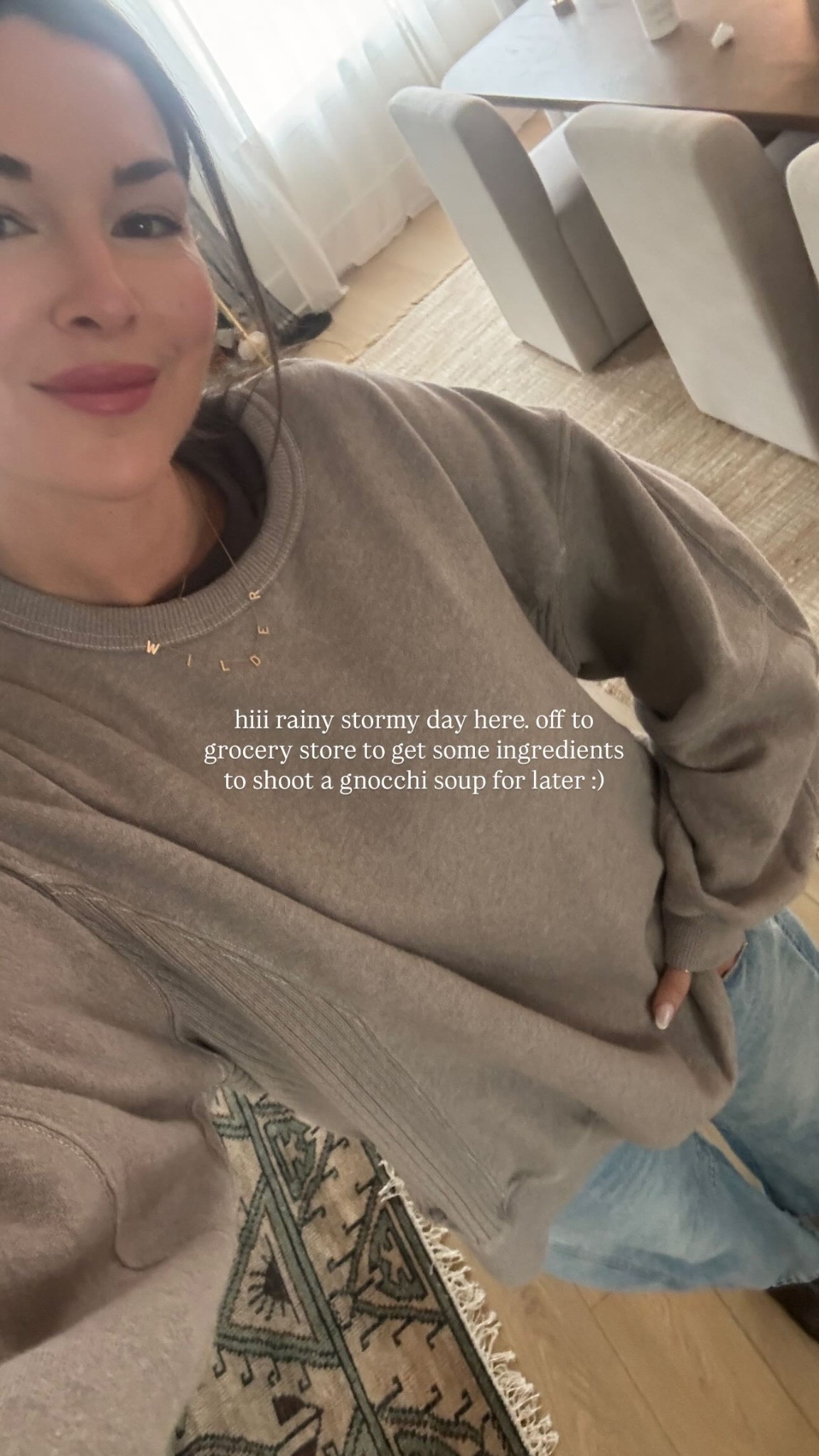 hiii rainy stormy day here. off to grocery store to get some ingredients to shoot a gnocchi soup for later :)

This is one of my favorite pullover finds! I’m in a medium. 