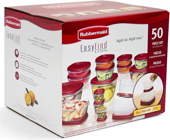 Rubbermaid Easy Find Lids Food Storage-Containers, Racer Red, 50 Piece Set | Amazon (US)