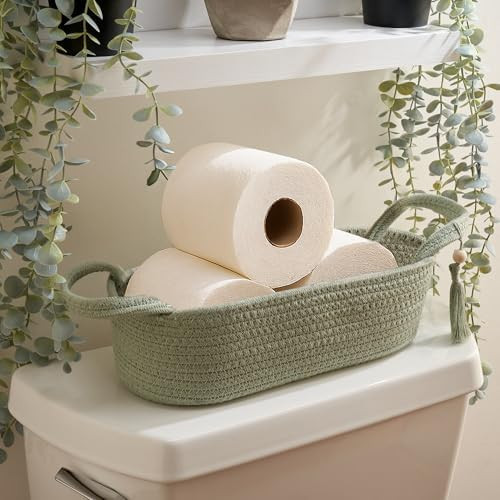 Decorative Toilet Paper Basket – Beautiful Bathroom Organizer for Toilet Tank Storage Decor –... | Amazon (US)