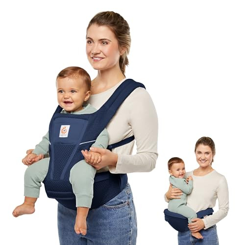 Ergobaby Alta Hip Seat All-Position Breathable Mesh Hip Seat & Carrier, Midnight Blue | Amazon (US)