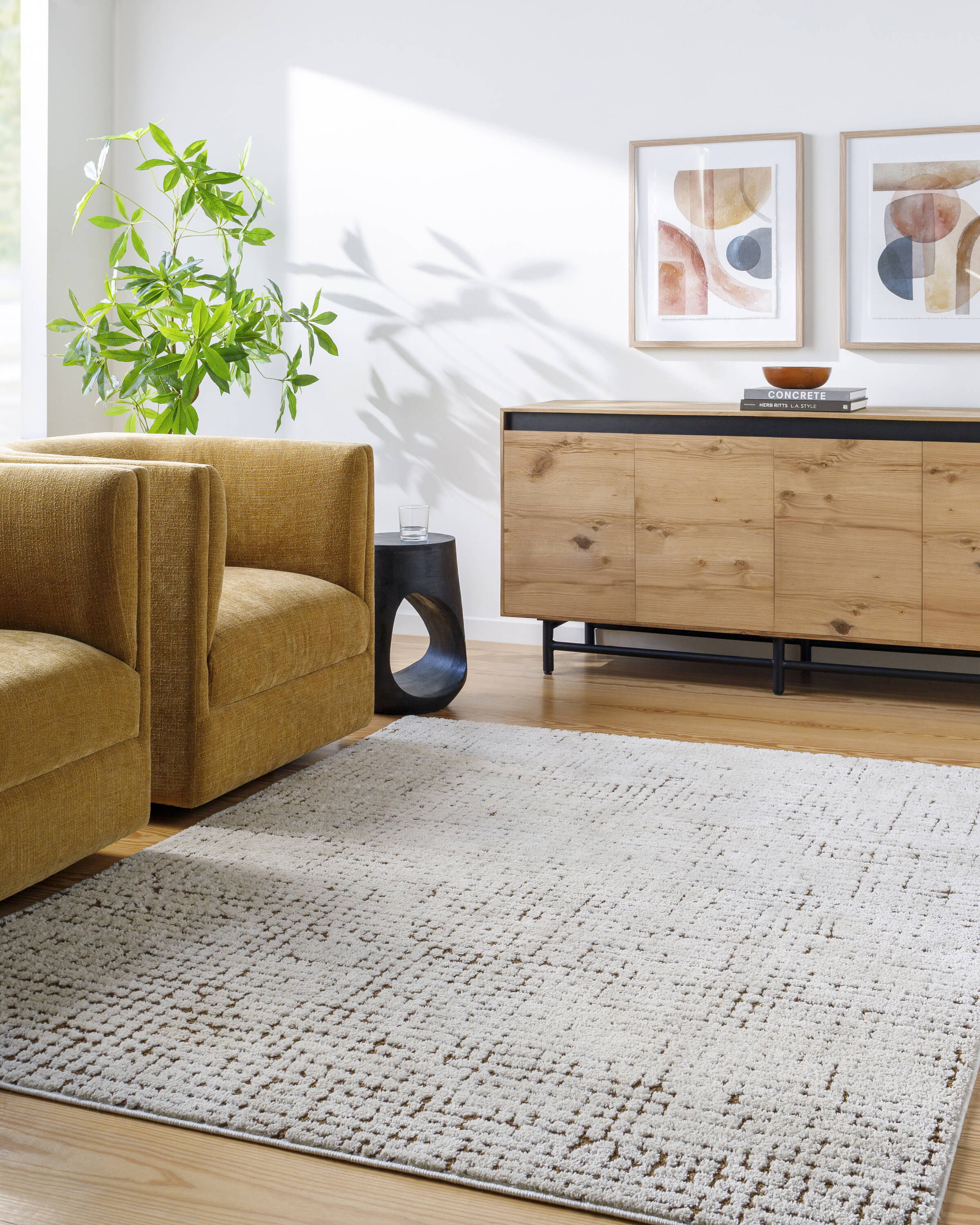 Livabliss x Our PNW Home Cascade 7 x 9 (ft) Flatweave Ivory/Brown Rectangular Indoor Abstract Pet Friendly Area rug Polyester | PNWCS2301-679 | Lowe's