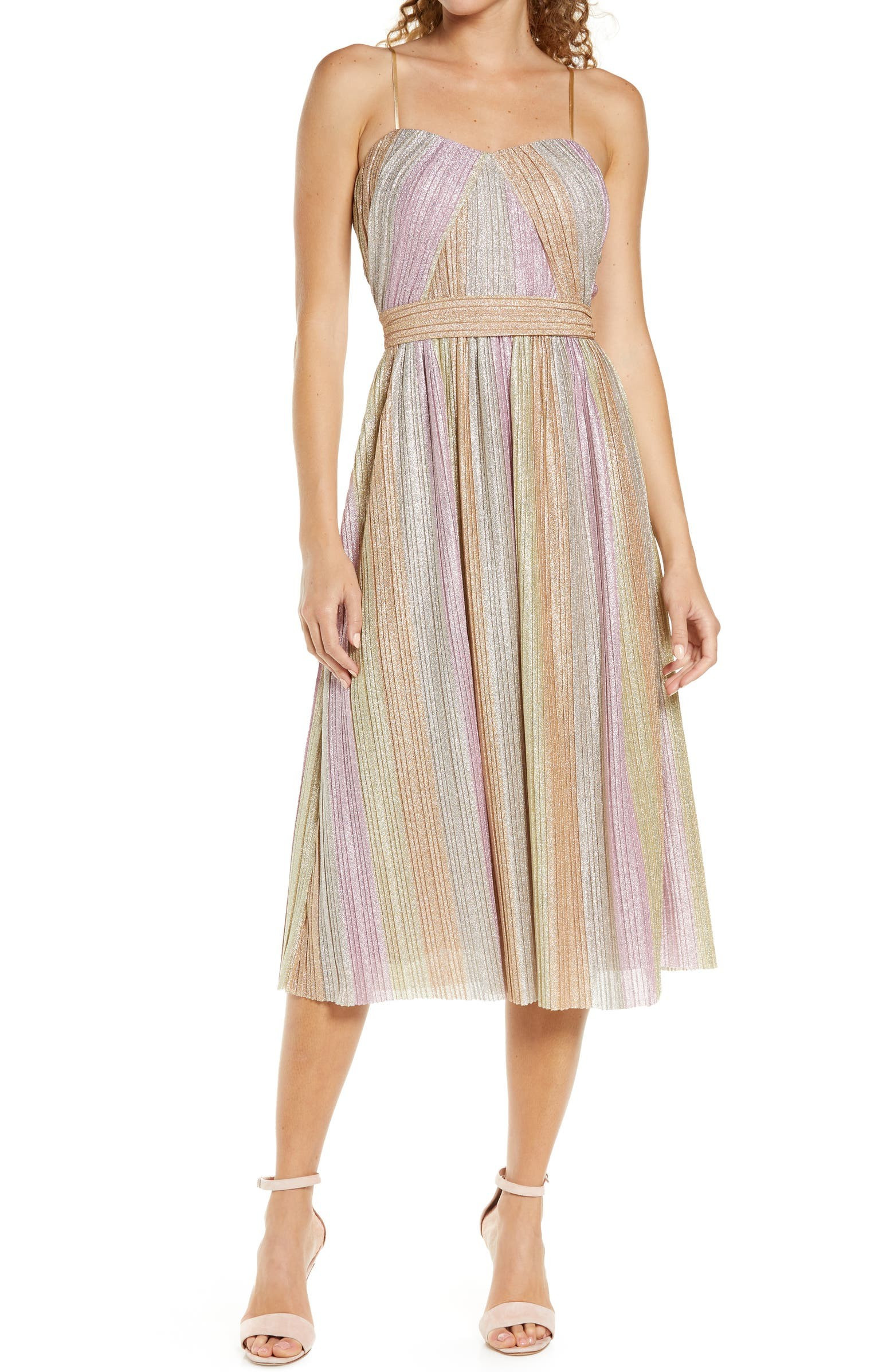 Rainbow Shimmer Pleated Cocktail Dress | Nordstrom