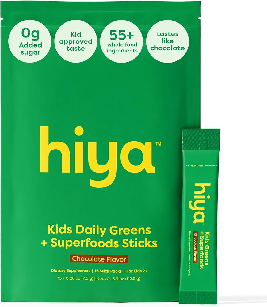 HIYA Kids Greens Powder Sticks - 55 Whole-Food Sourced Ingredients & Delicious Flavor - Greens Su... | Amazon (US)
