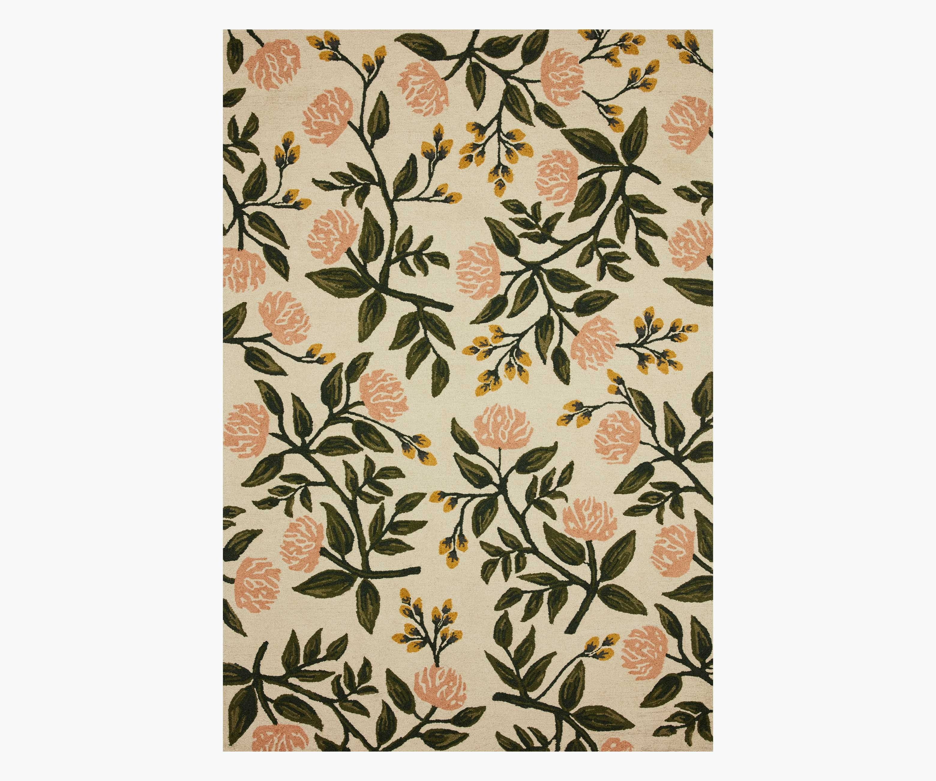 Peonies Blush Wool-Hooked Rug | Rifle Paper Co.